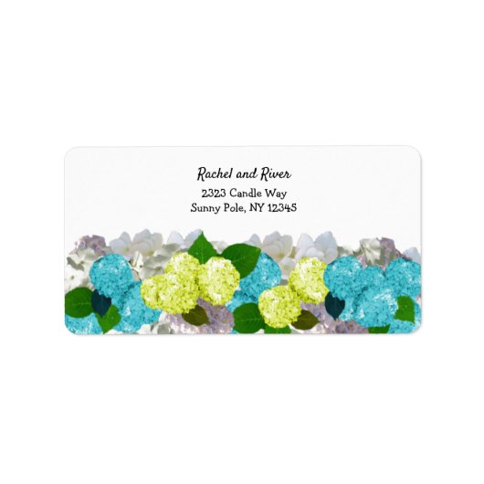 Etiket geel en Turquoise Floral adres (Voorkant)