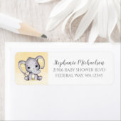 Etiket geel Waterverf Elefant Baby shower (Insitu)
