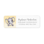 Etiket geel Waterverf Elefant Baby shower (Voorkant)