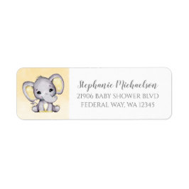 Etiket geel Waterverf Elefant Baby shower