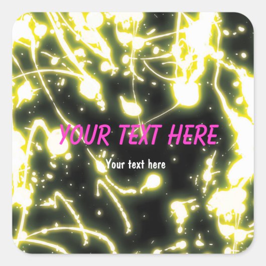 Etiket gele neongloeipartij sticker (Voorkant)