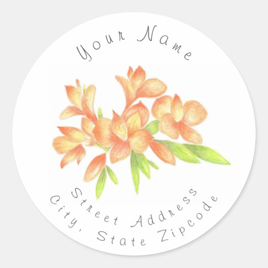 Etiket "Gele Oranje Waterverf Alstromeria" (Voorkant)