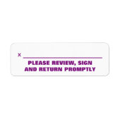 Etiket "GELIEVE DE REVIEW, HET KIJK EN TERUG" (Voorkant)