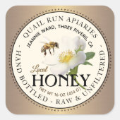 Etiket gepenseerde bronzen Wilde Roos en honing va (Voorkant)