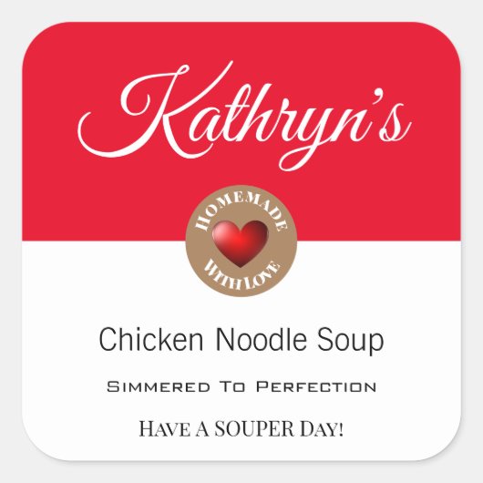 Etiket gepersonaliseerd Homemade soep (Voorkant)