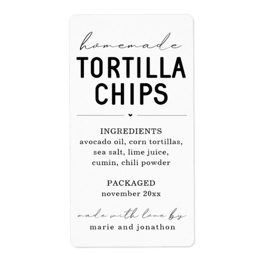 Etiket gepersonaliseerde Homemade Tortilla Chips (Voorkant)