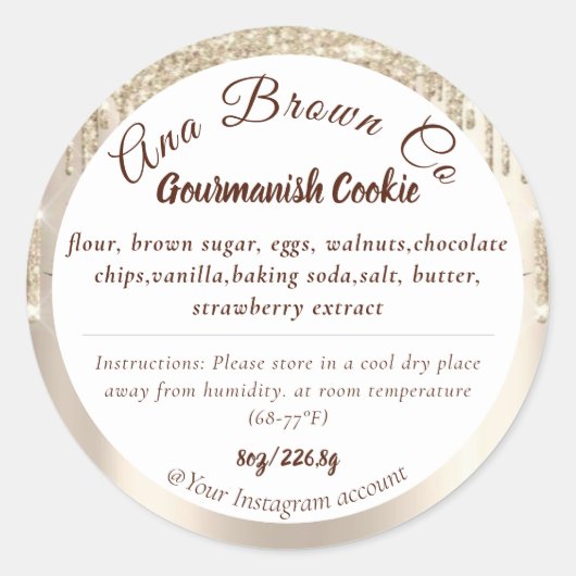 Etiket Glitter Product Brandend Ingrediënten (Voorkant)