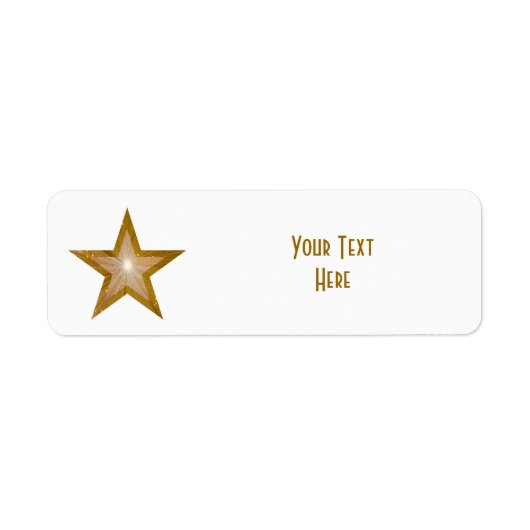 Etiket "Gold" Star 'Jouw tekst klein wit (Voorkant)