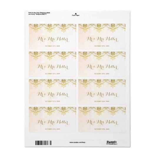 Etiket goudbruiloft voor champagne-wijnfles (Full Sheet)