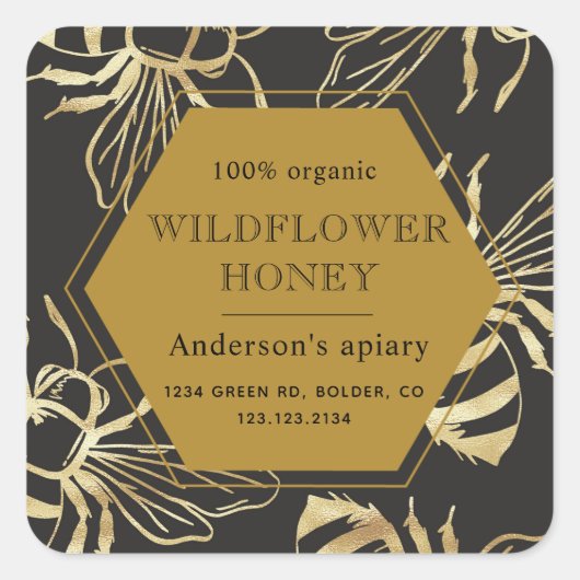 Etiket gouden koningin bijenhoning (Voorkant)