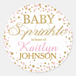 Etiket goudglitter en roze Baby shower