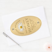 Etiket goudhonig met heraldische bijen, madeliefje (Envelop)