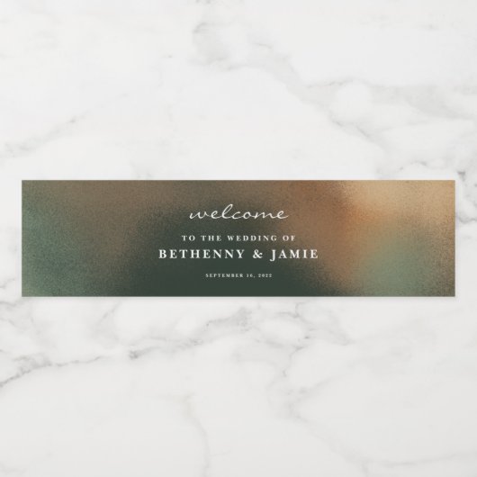 Etiket groene Boho minimalistische bruiloft water (Enkel label)