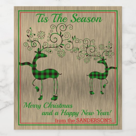 Etiket groene gegiste rendierwijn (Enkel label)