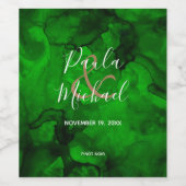 Etiket groene tot zwarte Waterverf Wijnflesje (Enkel label)