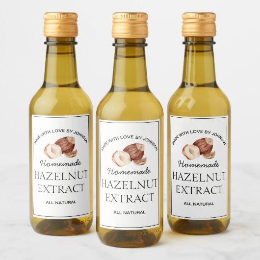 Etiket hazelnootextract (Flessen)