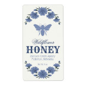 Etiket "Honey Bee Blue Floral" (Voorkant)