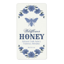 Etiket "Honey Bee Blue Floral"