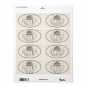 Etiket honing  schuine streep (horizontaal) (Full Sheet)