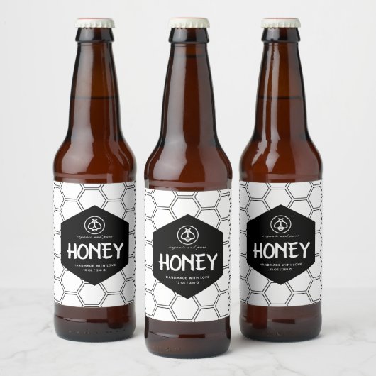 Etiket honing zwart-wit product (Flessen)