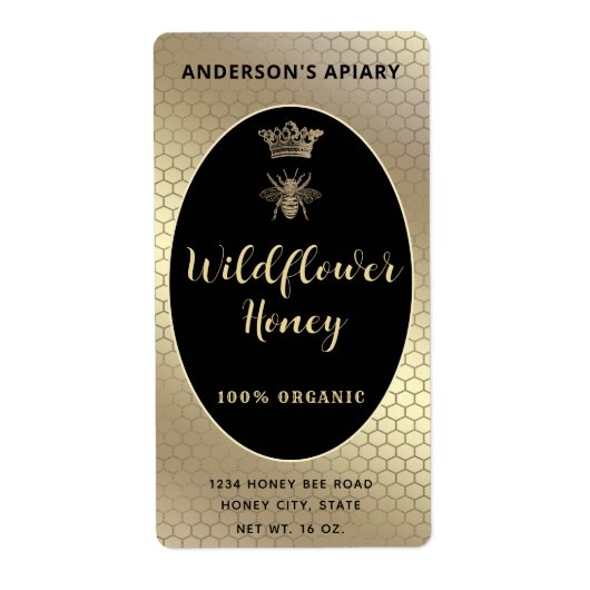 Etiket honingbijenkoningkoningin volgens het moder (Voorkant)