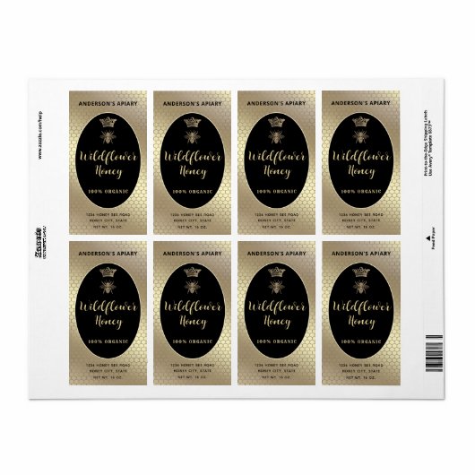 Etiket honingbijenkoningkoningin volgens het moder (Full Sheet)