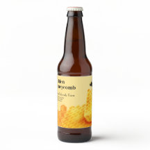 Etiket honingbox bijen en gouden hak