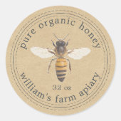 Etiket Honingpot Honingbij Imkerij Kraftpapier (Voorkant)