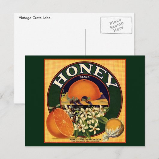 Etiket honingvlees en citruskarton briefkaart (Voorkant / Achterkant)