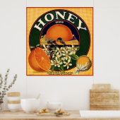 Etiket honingvlees en citruskarton poster (Keuken)