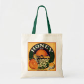 Etiket honingvlees en citruskarton tote bag (Voorkant)