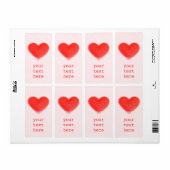 Etiket "Jouw tekst" op het zoete Heart Roze grote  (Full Sheet)