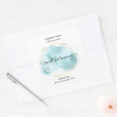 Etiket kaartje blauwgroen jasetiket (Envelop)