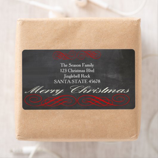 Etiket kerstadres Merry (Insitu)