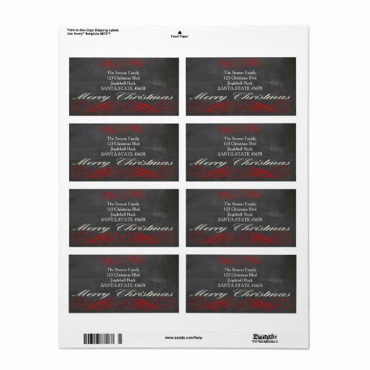 Etiket kerstadres Merry (Full Sheet)