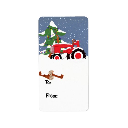 Etiket kerstcadeaus voor tractoren (Voorkant)