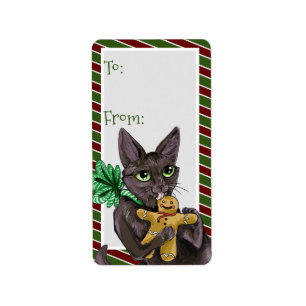 Etiket kerstkoekjeskoekjes Kat