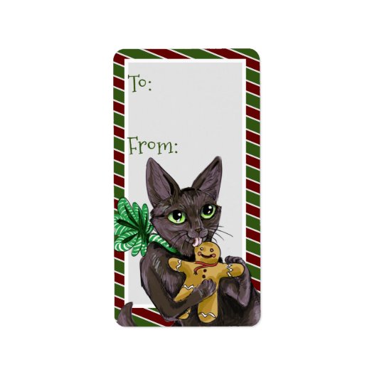 Etiket kerstkoekjeskoekjes Kat (Voorkant)