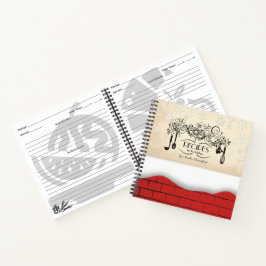 Etiket kerstkookboek met gereedschap notitieboek