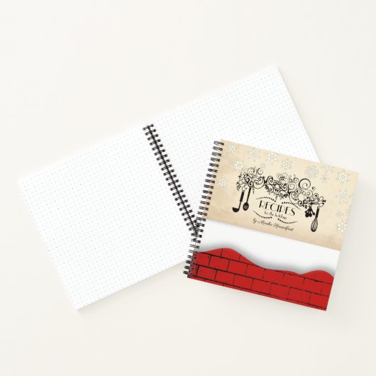 Etiket kerstkookboek met gereedschap notitieboek (Binnen)
