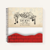 Etiket kerstkookboek met gereedschap notitieboek (Voorkant)