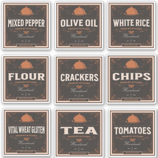 Etiket keuken voor deelvenstertjes 2 donkerpapier sticker (Voorkant)
