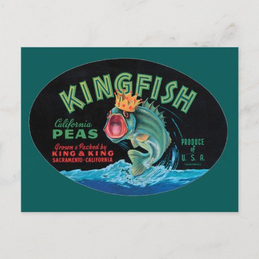 Etiket  kingfish erwten briefkaart (Voorkant)