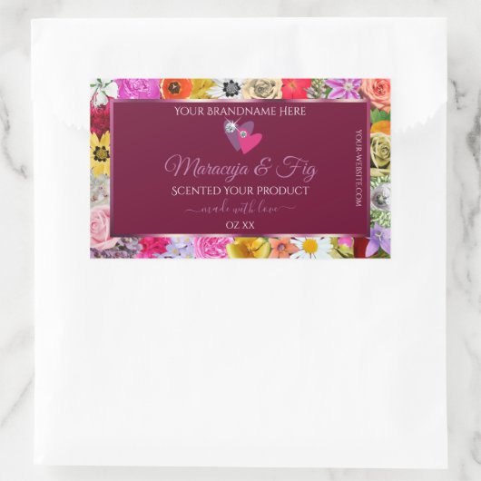 Etiket kleurig Floral Burgundy-product met hart (Tas)