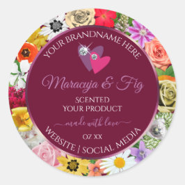 Etiket kleurig Floral Burgundy-product met hart