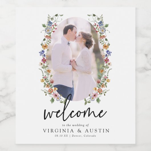 Etiket kleurige Floral (Enkel label)