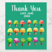 Etiket kleurige paddenstoelen (Enkel label)