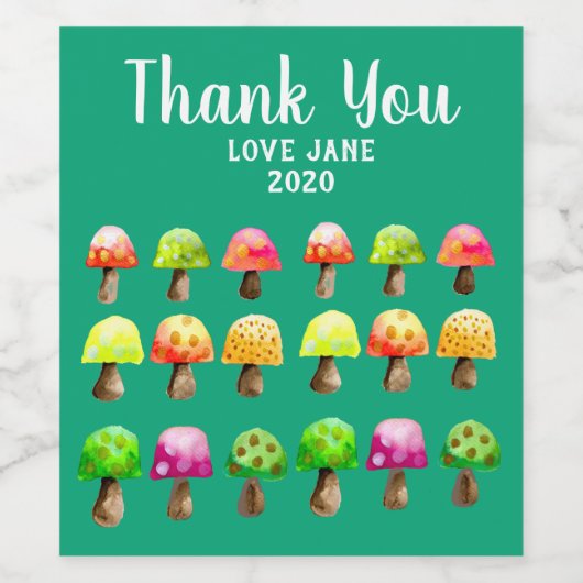 Etiket kleurige paddenstoelen (Enkel label)