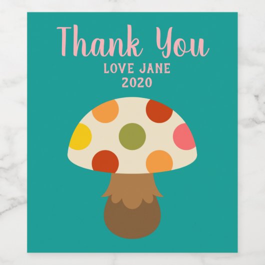 Etiket kleurige paddenstoelen (Enkel label)