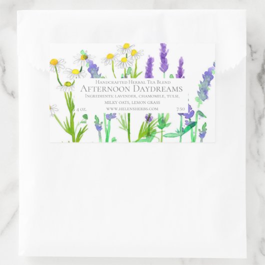 Etiket kruidenthee met lavendel kamille (Tas)